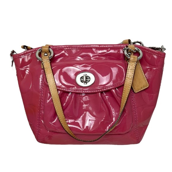 Coach Patent Leather Leah  #14729 Fuchsia Crossbody - Picture 1 of 10